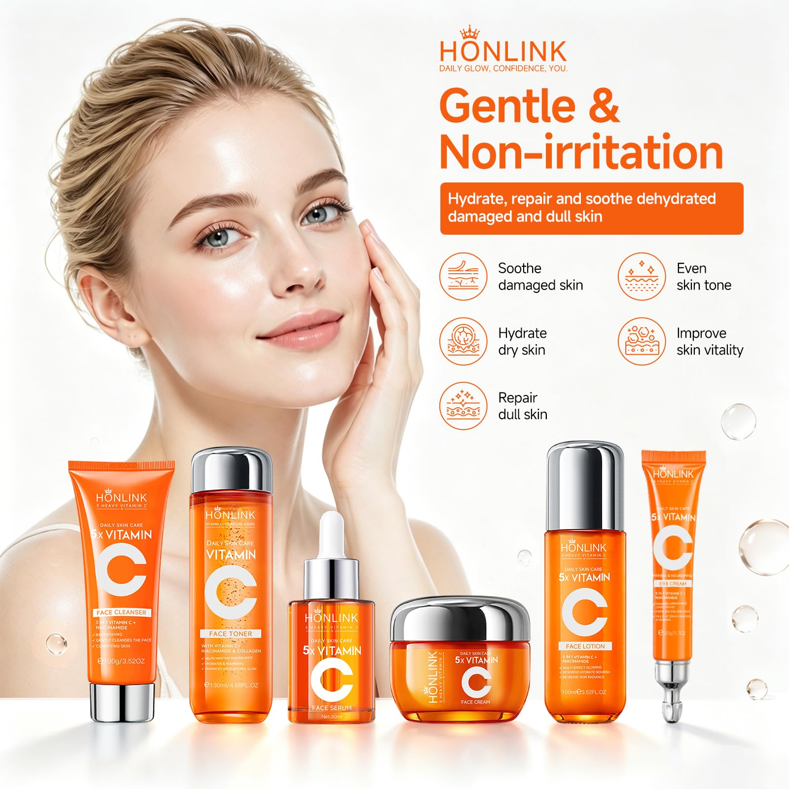 HONLINK serum texture close-up illustrating lightweight absorption benefit