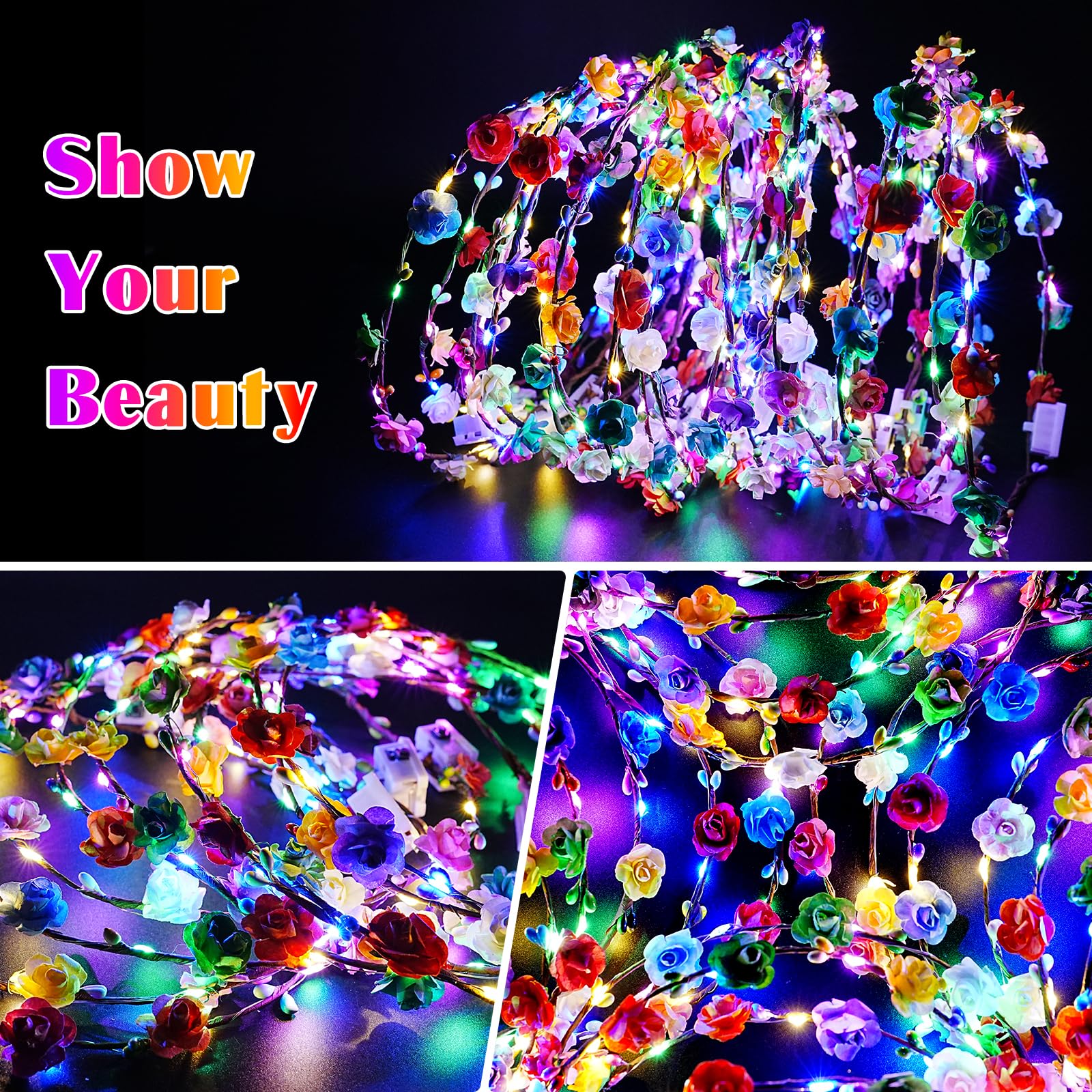 HONLYNE multiple crowns arranged showing color variety, ideal for group events