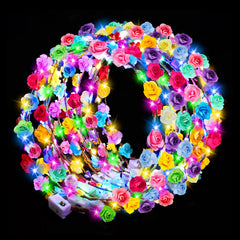 HONLYNE front view of full 24-piece flower crown pack, bright party-ready accessory