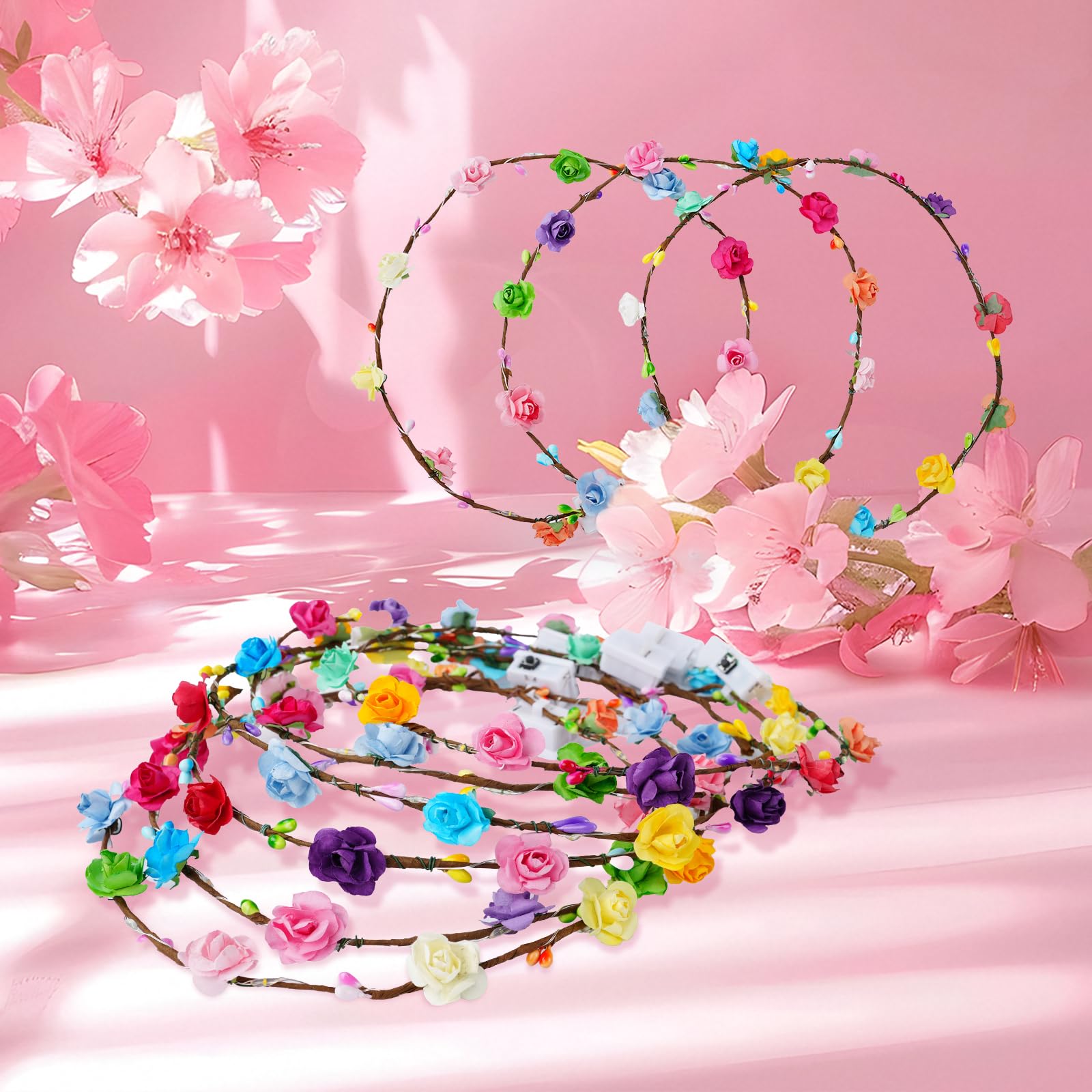 HONLYNE wedding party wearing crowns, coordinated luminous decor benefit