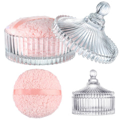 HONSIO front view of pink puff set showcasing elegant storage and quick access