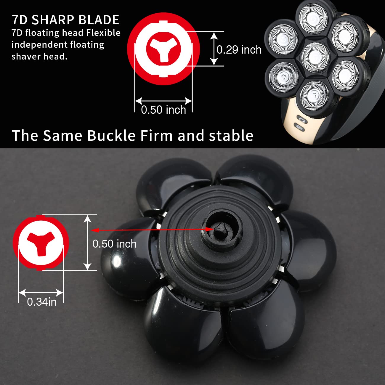 HONTEC 7D black detailed shot of floating blades for smooth contour following
