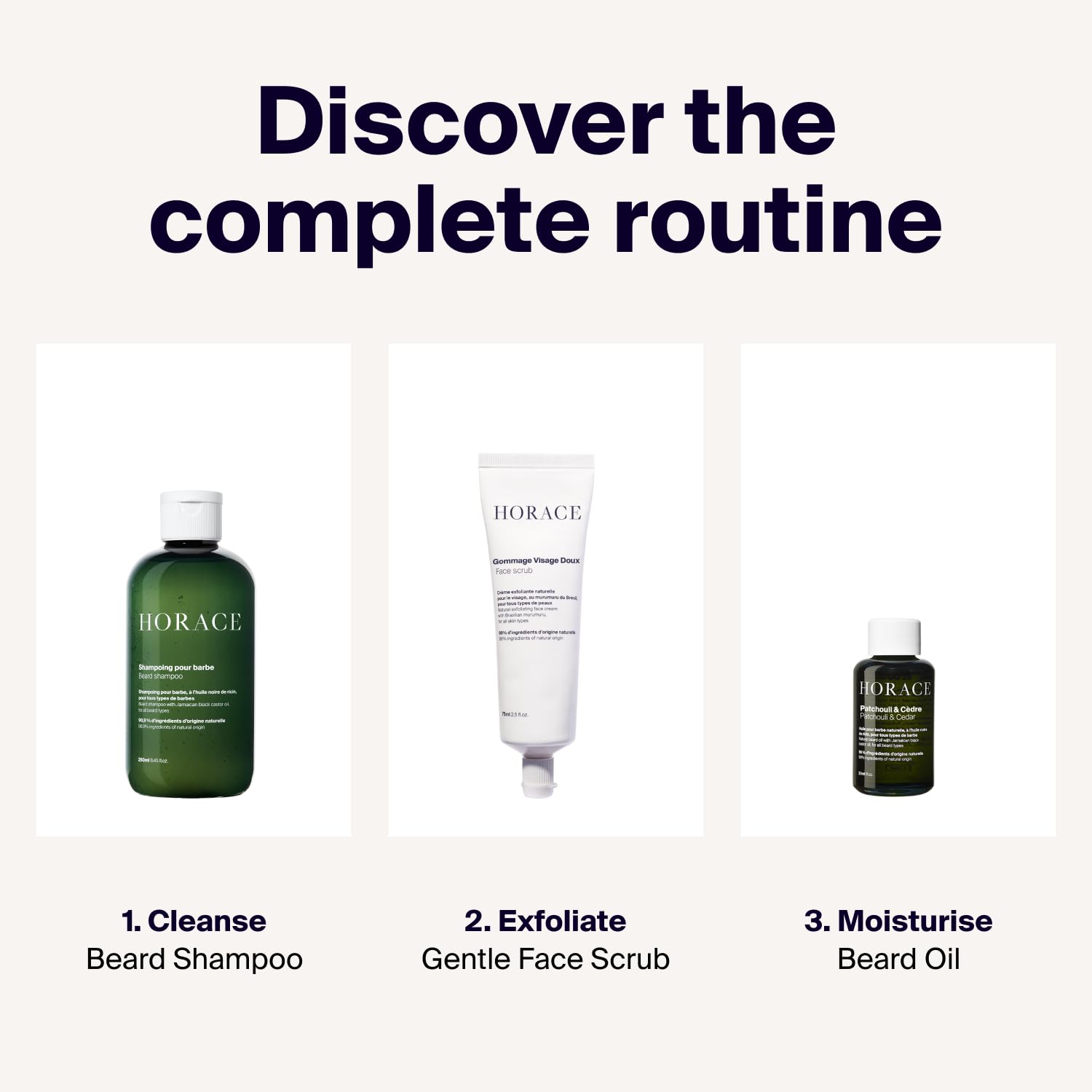 HORACE bottle on bathroom shelf in lifestyle scene for daily routine appeal