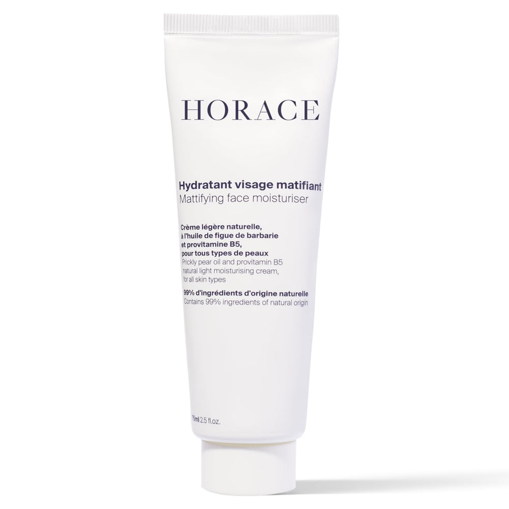HORACE front packaging showing mattifying moisturizer and clear label benefit