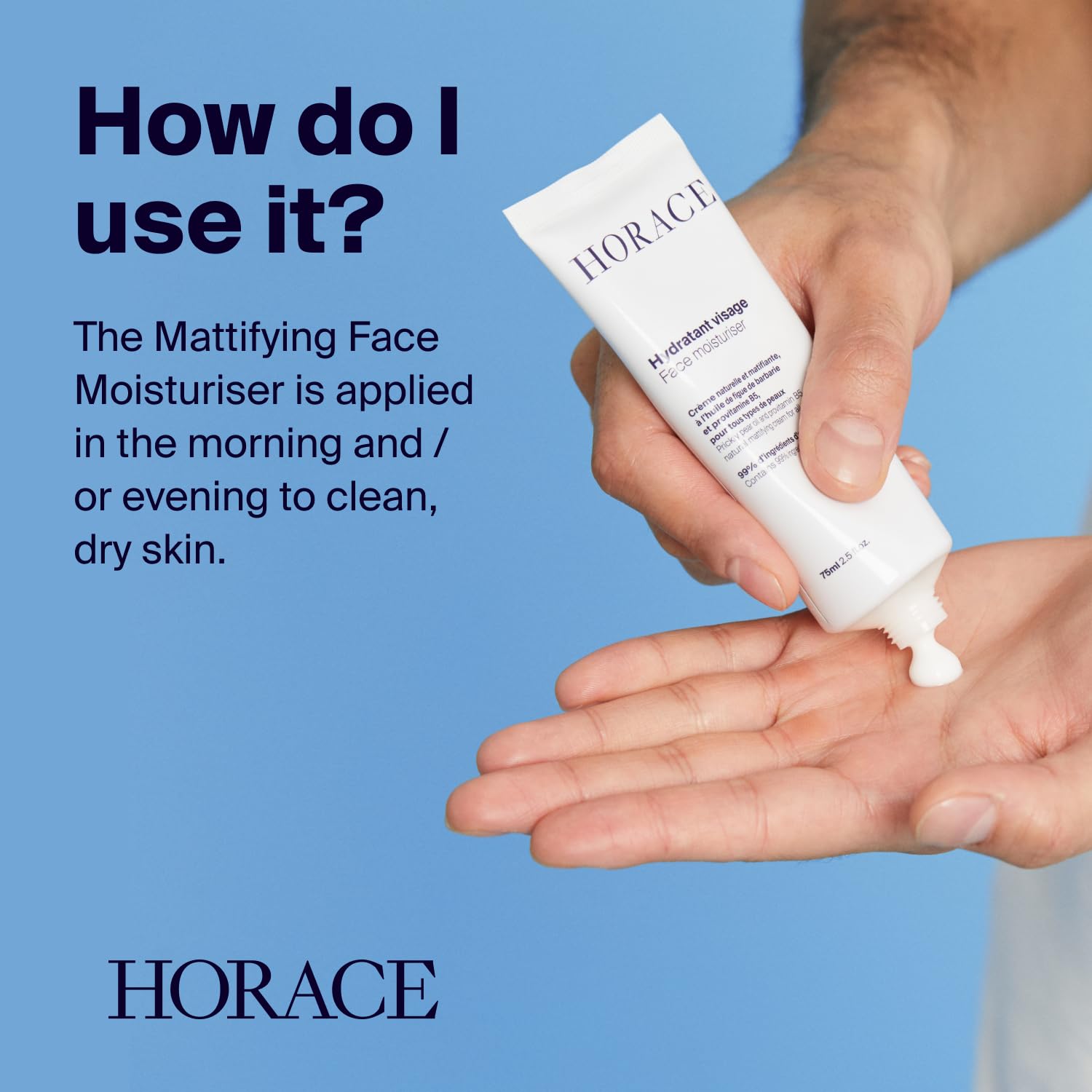 HORACE applied to jawline showing matte finish and convenience for daily grooming