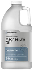 Horbäach bottle front label showing size and odorless magnesium oil benefit