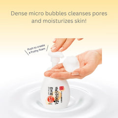 Hoshisu applied to damp face demonstrating easy foaming use