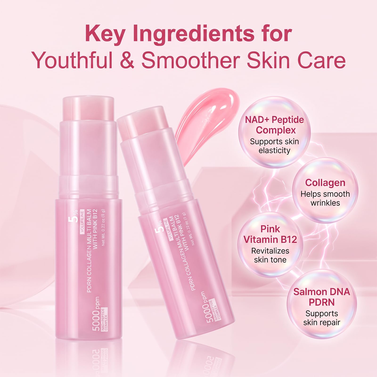 HOSOKA PDRN stick open tip close-up revealing smooth balm texture for easy glide