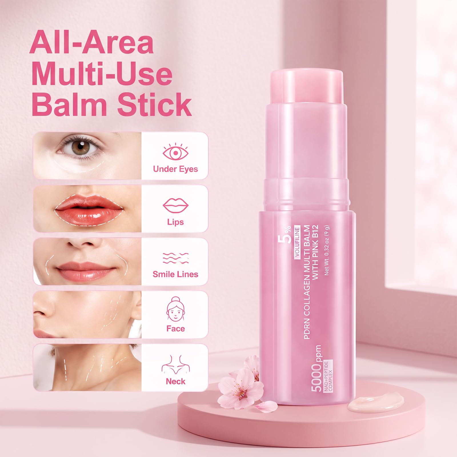 HOSOKA product label close-up highlighting PDRN collagen and volufiline benefits