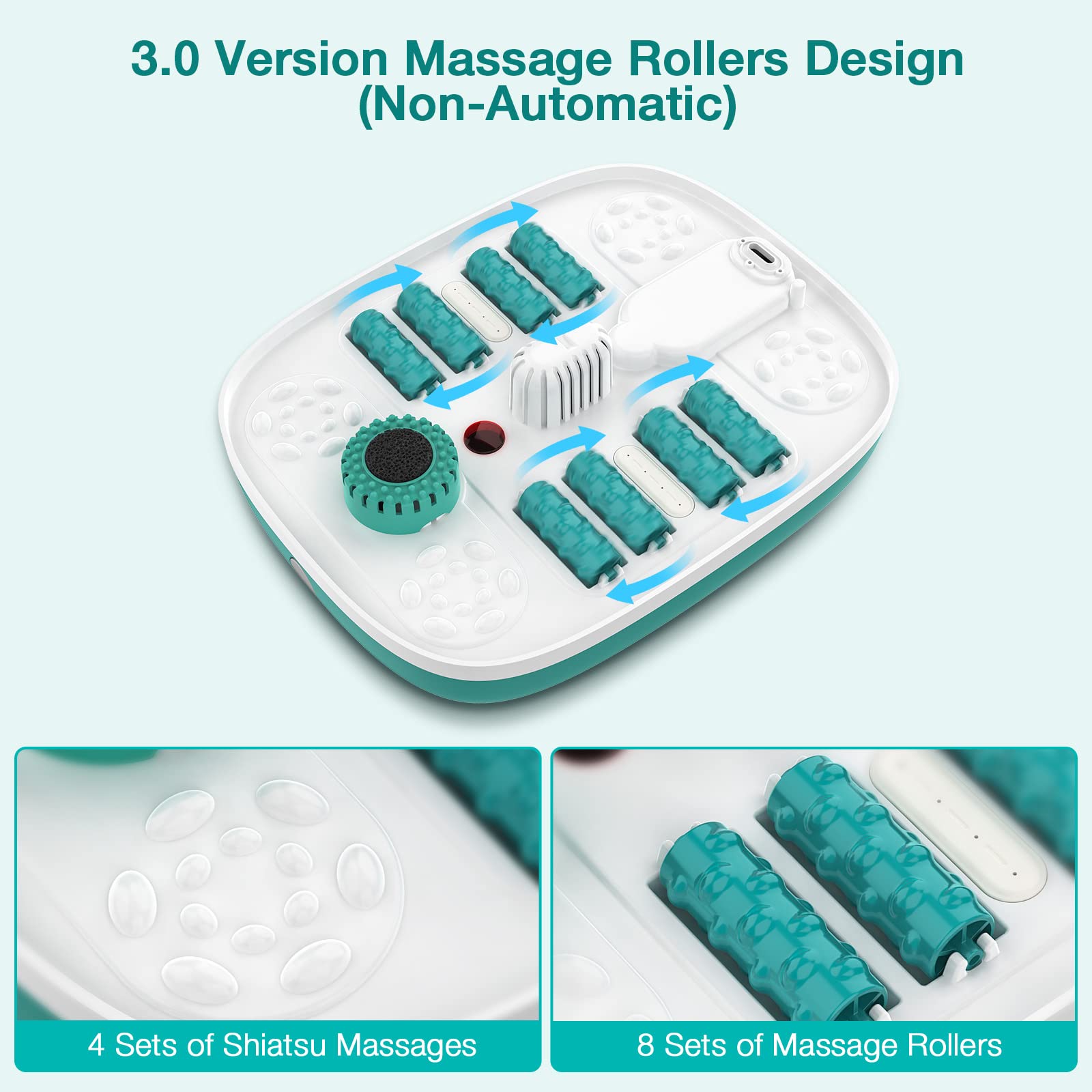 HOSPAN collapsed foot spa tucked under bed illustrating space-saving storage benefit
