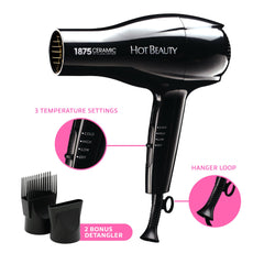 Hot Beauty handle with heat and speed controls for precise styling