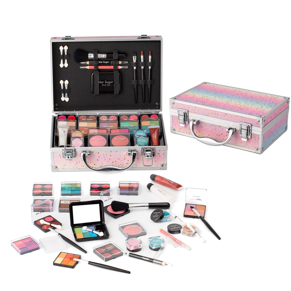 Hot Sugar open train case showing full kit for easy organizing
