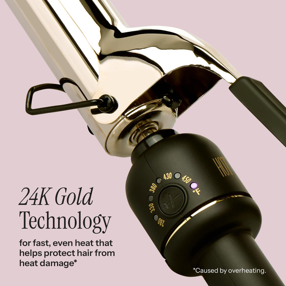 Hot Tools 24K gold barrel close-up highlighting even heat for smoother styling