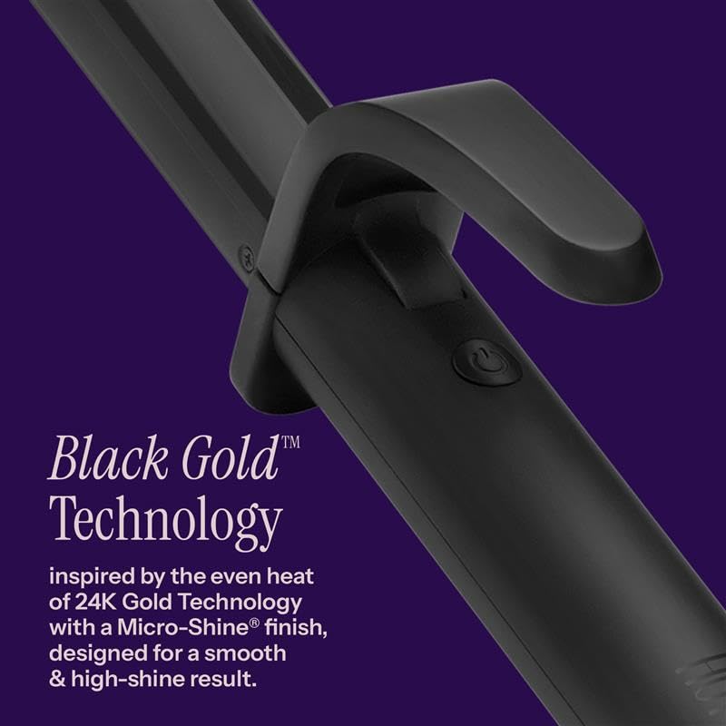 HOT TOOLS barrel close-up highlighting Black Gold Micro-Shine for even heat and gloss