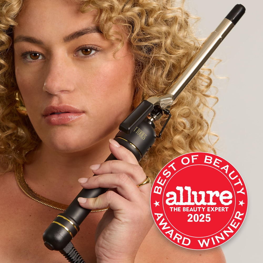 Hot Tools digital display and controls showing temperature settings for precise styling