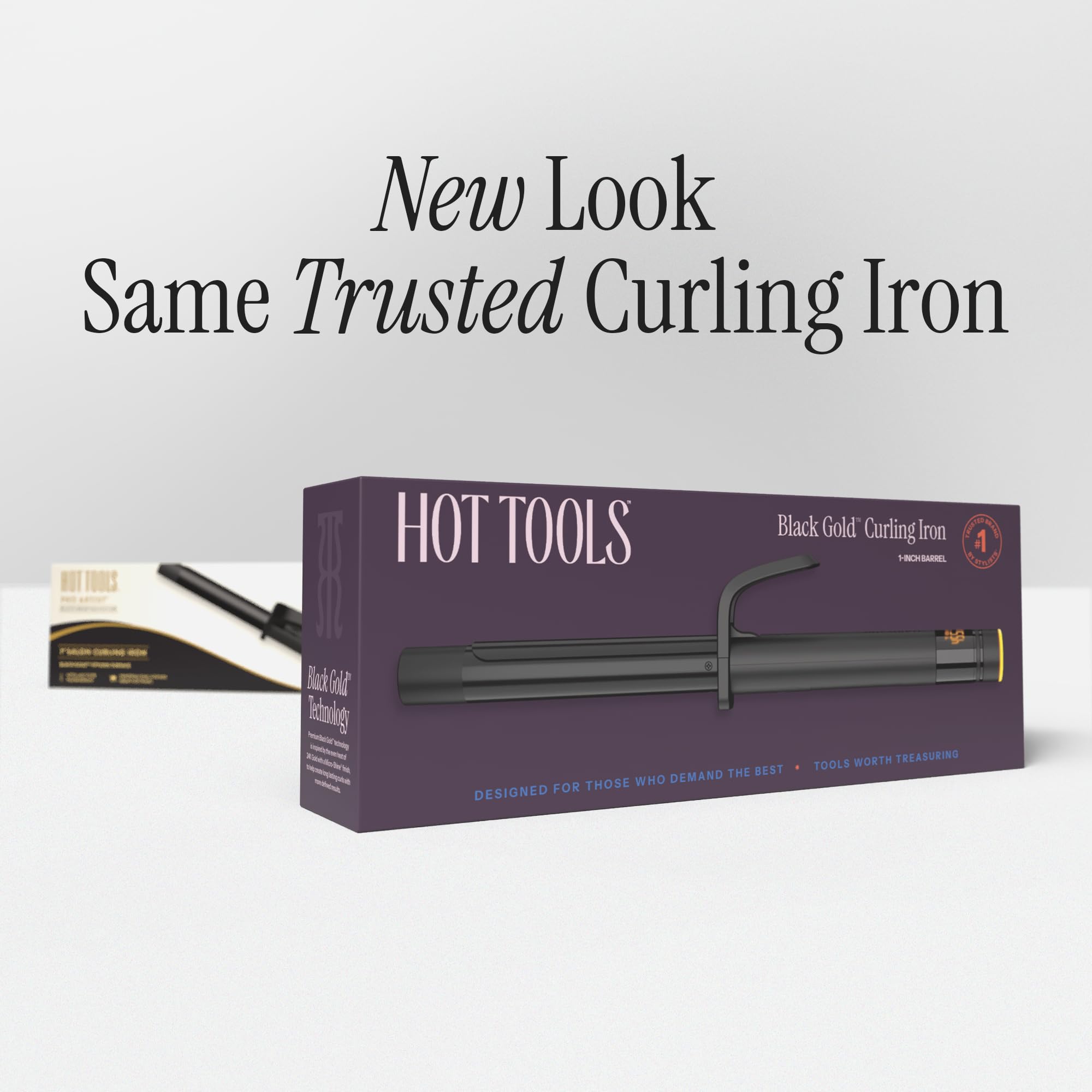 HOT TOOLS finished shiny curls on model demonstrating long-lasting, defined results