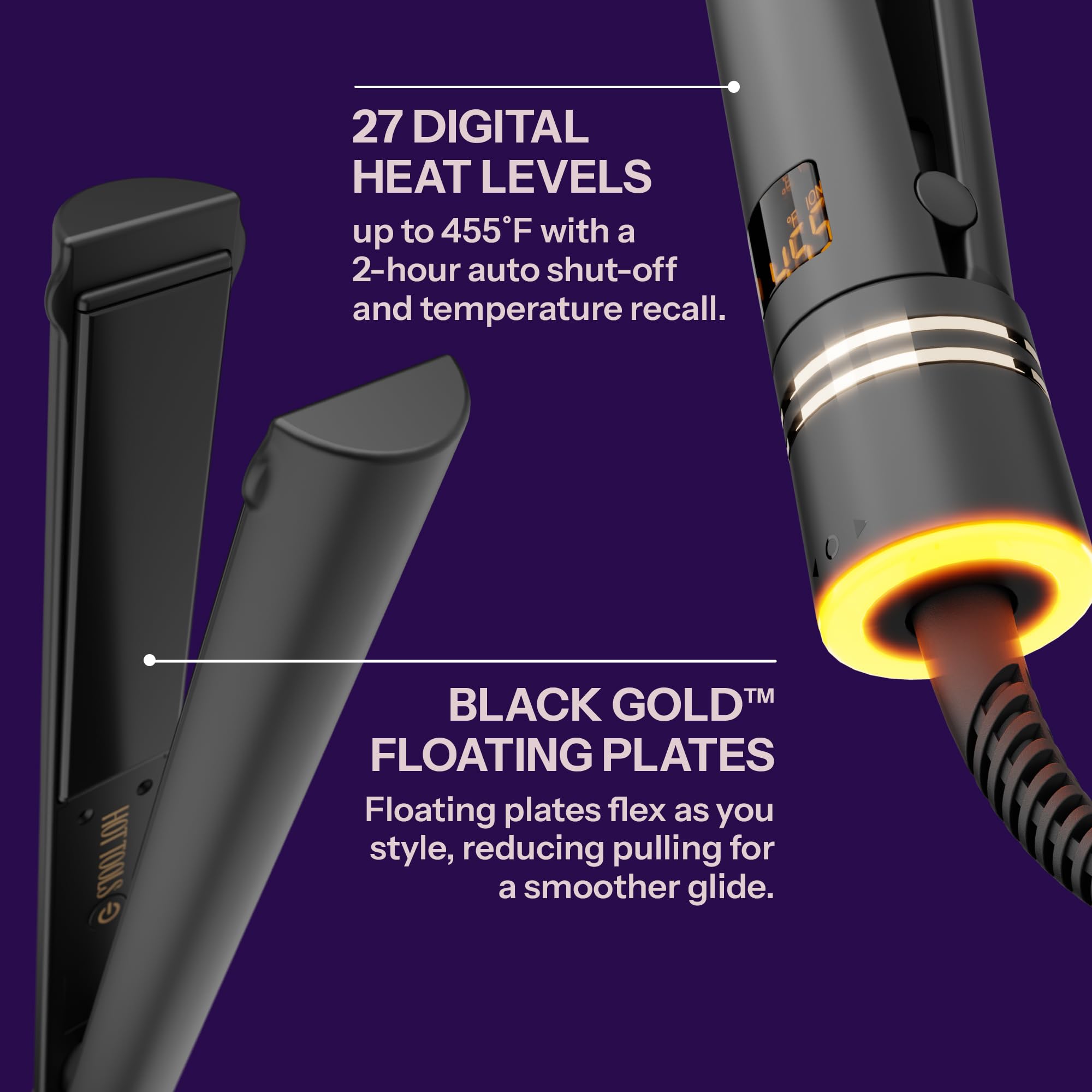 HOT TOOLS rounded edge detail for versatile curling and less hair pulling