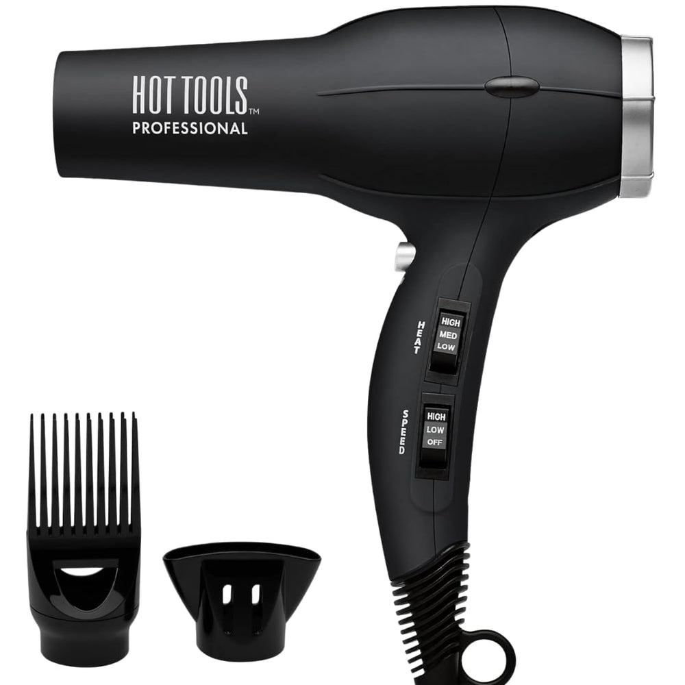 Hot Tools front control panel showing heat and speed options for precise styling