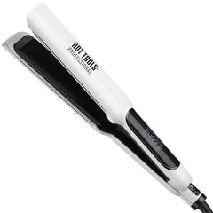 Hot Tools front view of 1.5-inch flat iron showing sleek design and length benefit