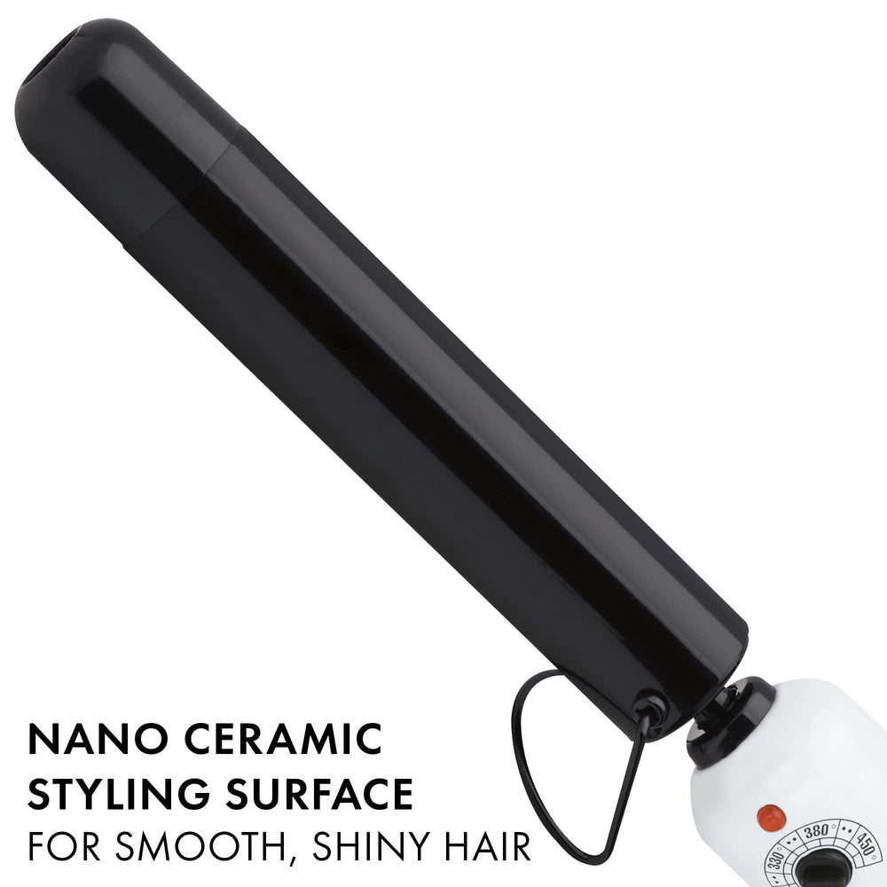 HOT TOOLS curling wand in hand creating defined waves for consistent styling