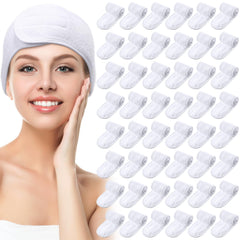 Hoteam front view of 30 white headbands showing bulk value and neat packaging benefit