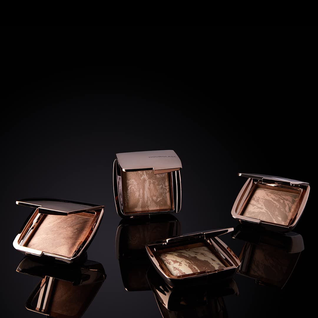 Hourglass bronzer marbled close-up highlighting unique handmade texture and glow