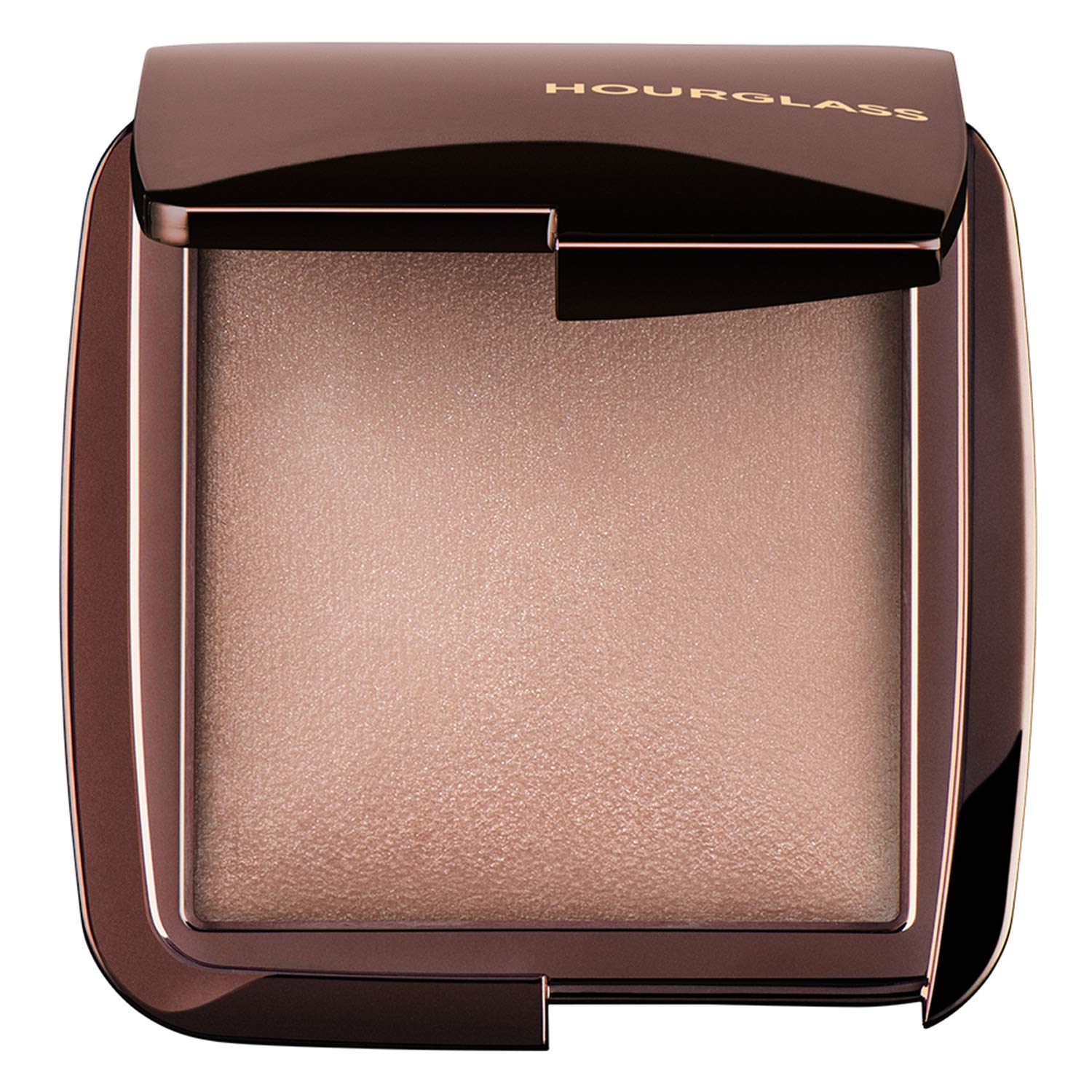 Hourglass Dim Light compact front view showing sleek packaging and portable size for refined touch-ups