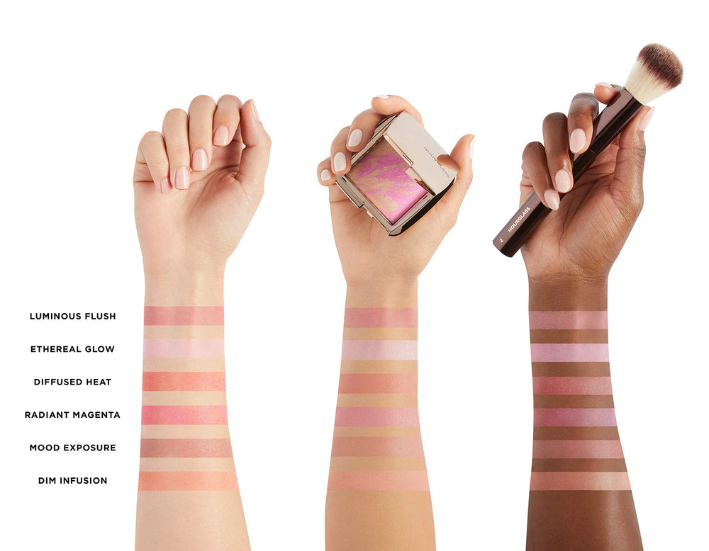 Hourglass powder texture closeup revealing fine-milled finish for seamless blending benefit