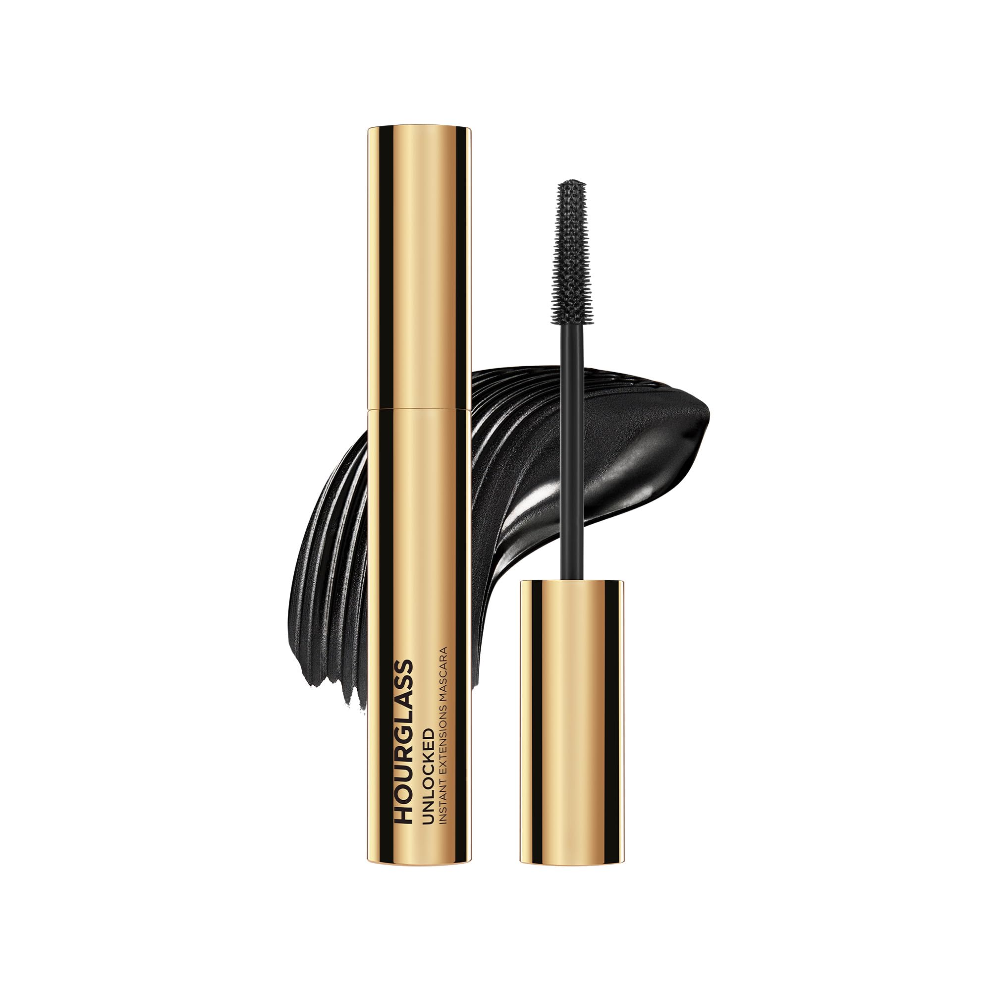 Hourglass front packaging showing sleek tube and instant-extension claim