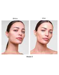 HOURGLASS application on hand demonstrating blendable, buildable coverage benefit