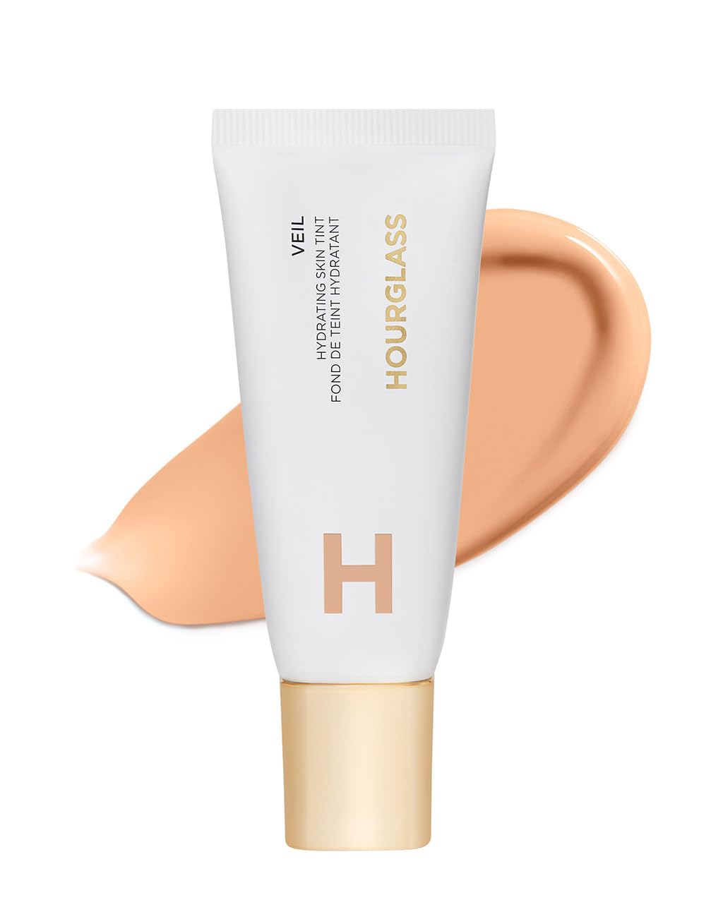 Hourglass tube front view showing packaging and dewy finish benefit