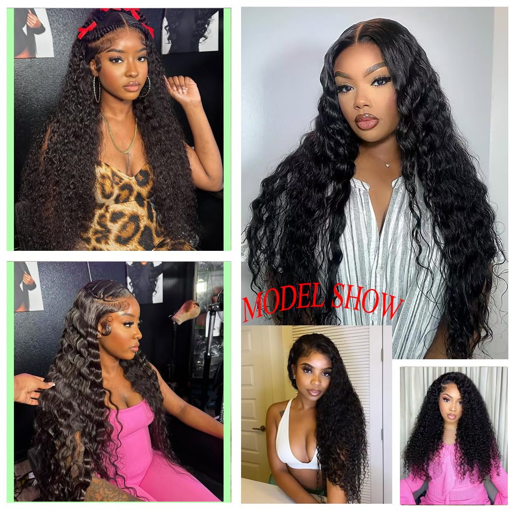 Hoyrhra detailed shot of deep wave human hair texture highlighting softness and bounce