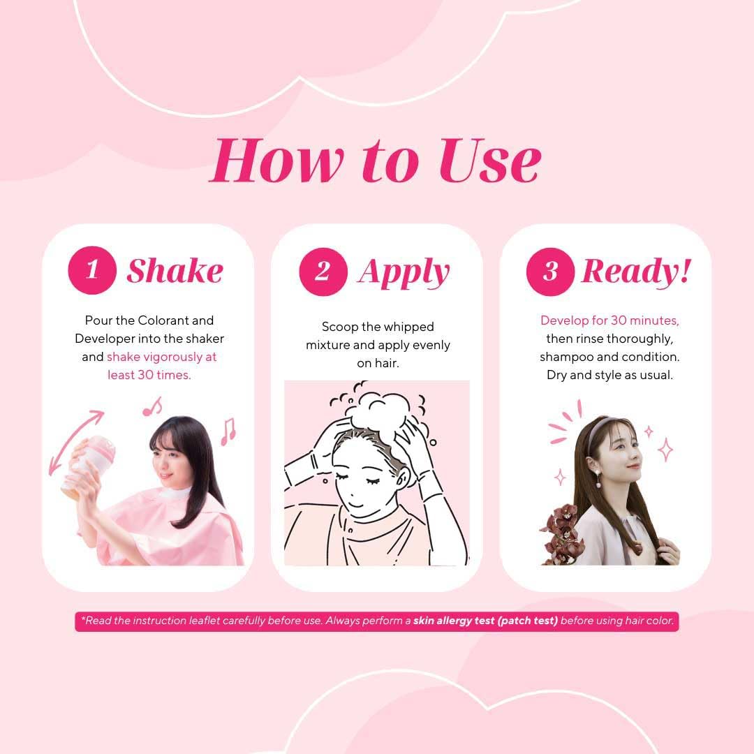 Hoyu Bigen applicator in use demonstrating fast ten-minute color and precise coverage