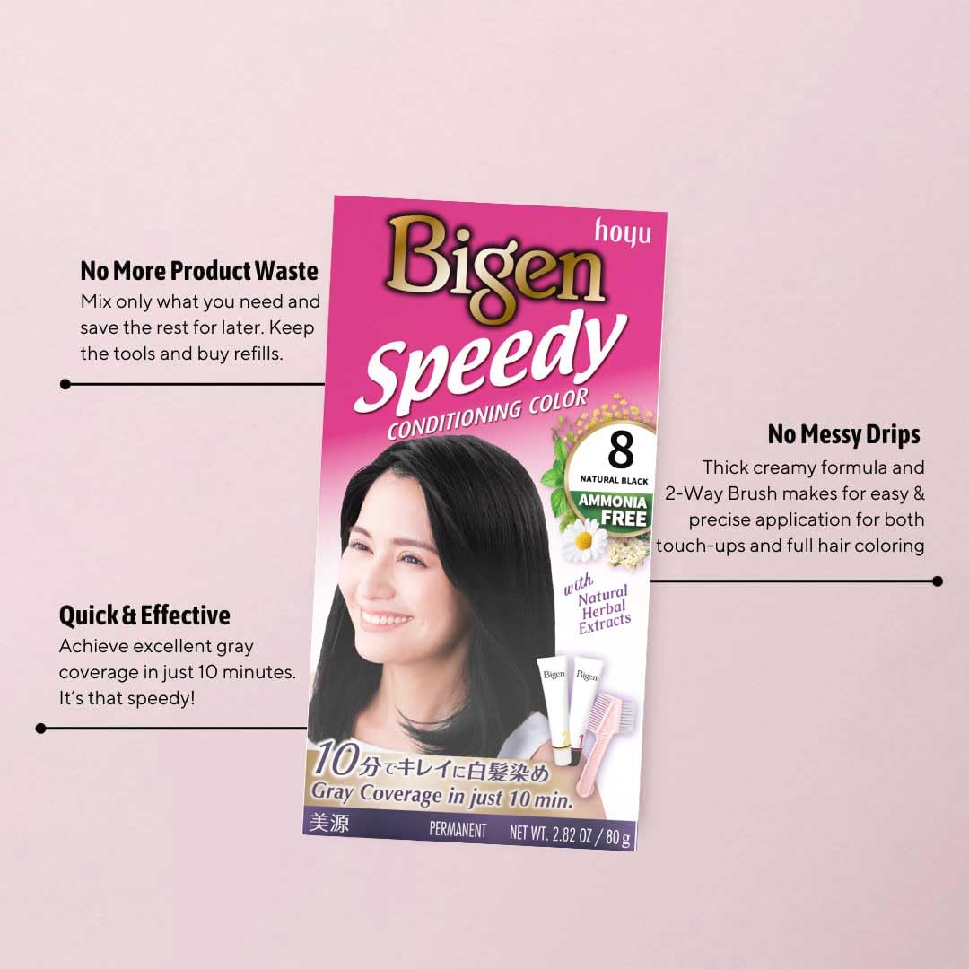 Hoyu Bigen label and ingredients close-up showing conditioning herb focus for shine