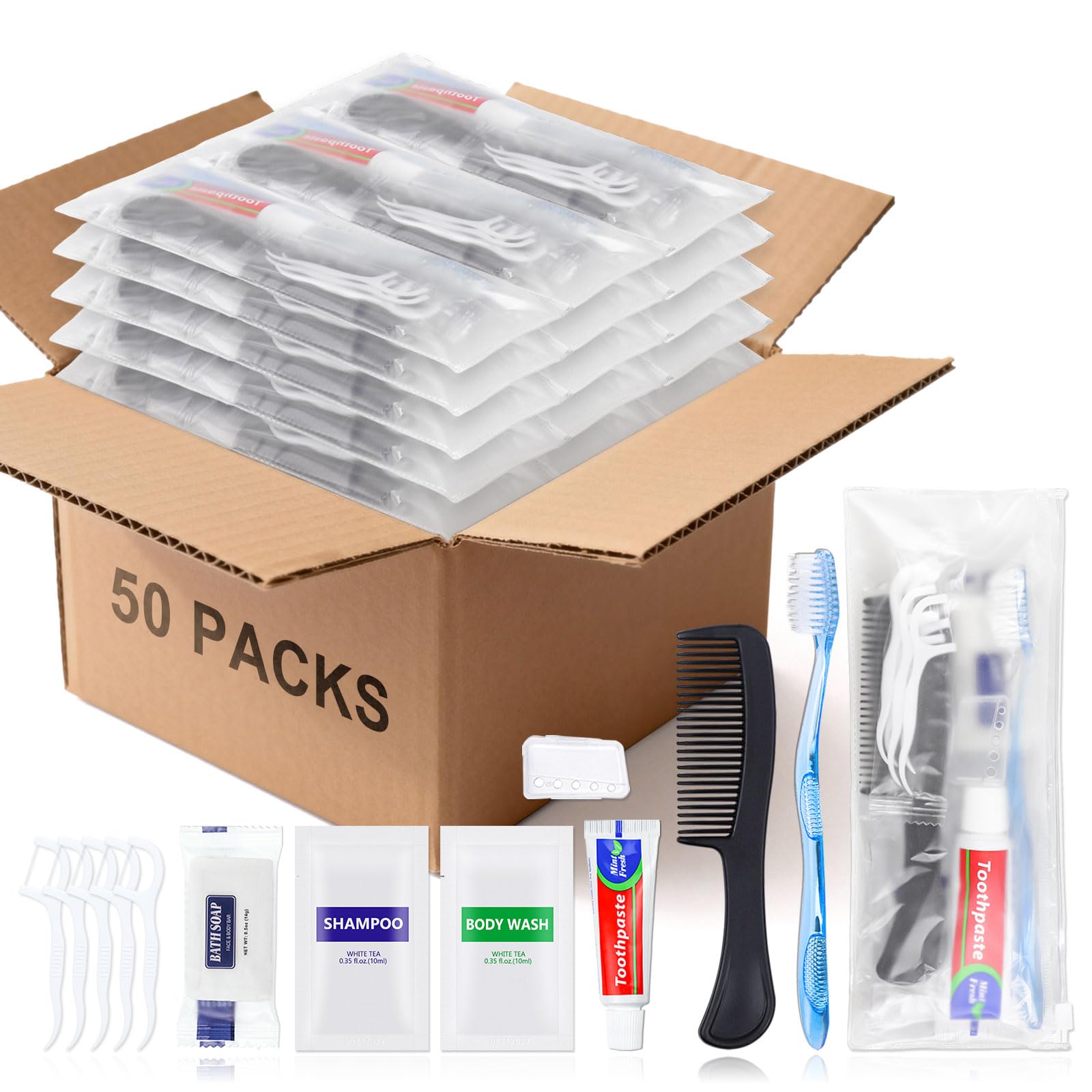 HQSLsund front packaging showing 50 prepacked 9-in-1 hygiene kits for easy distribution