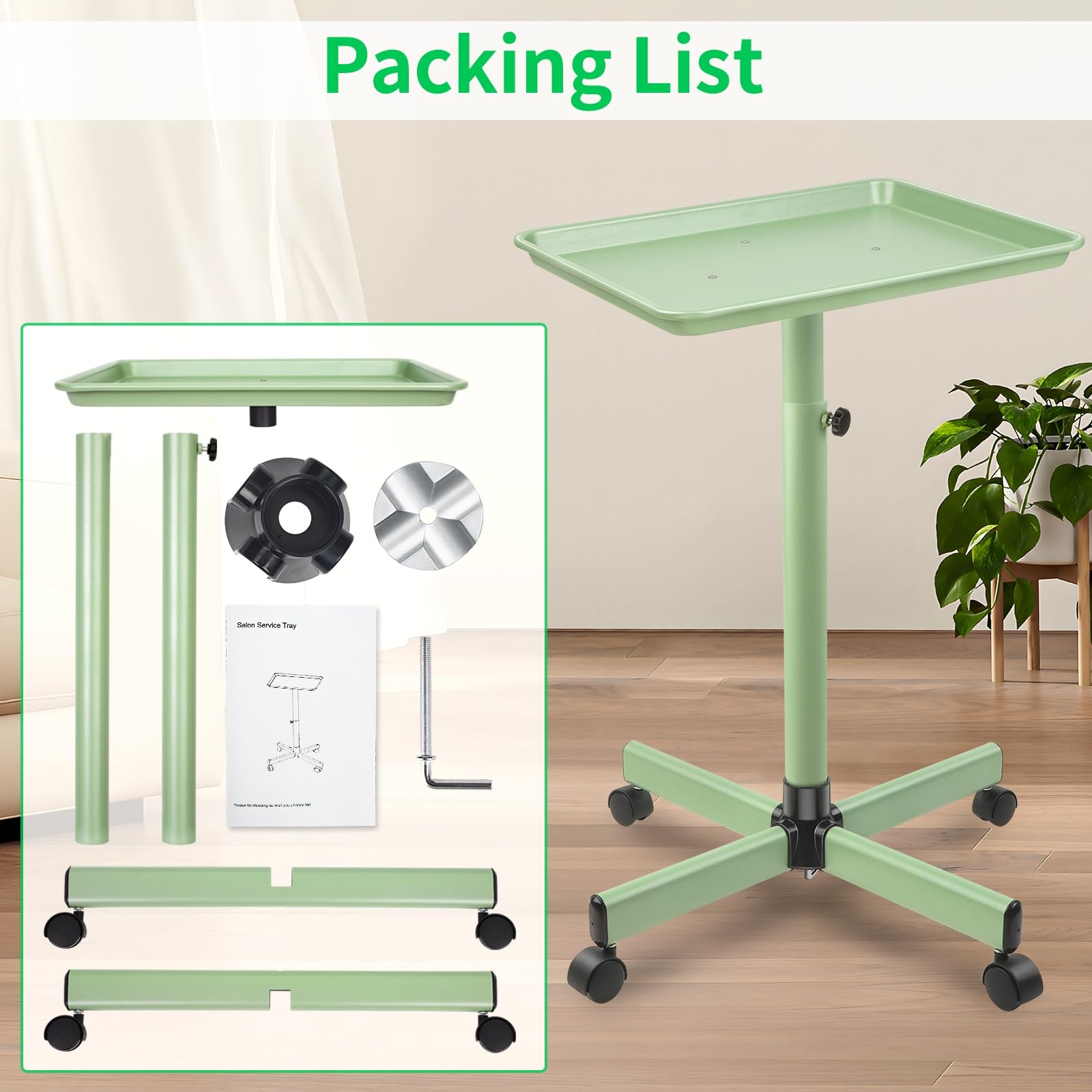 HSONBIUTY tray next to salon chair showing compact footprint benefit