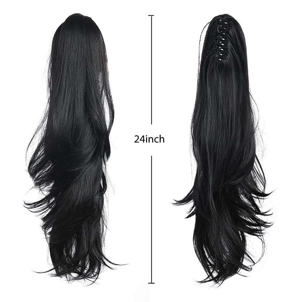 HSPJHTM ponytail on model side view demonstrates instant length benefit