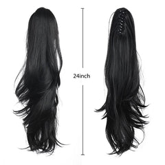 HSPJHTM ponytail on model side view demonstrates instant length benefit