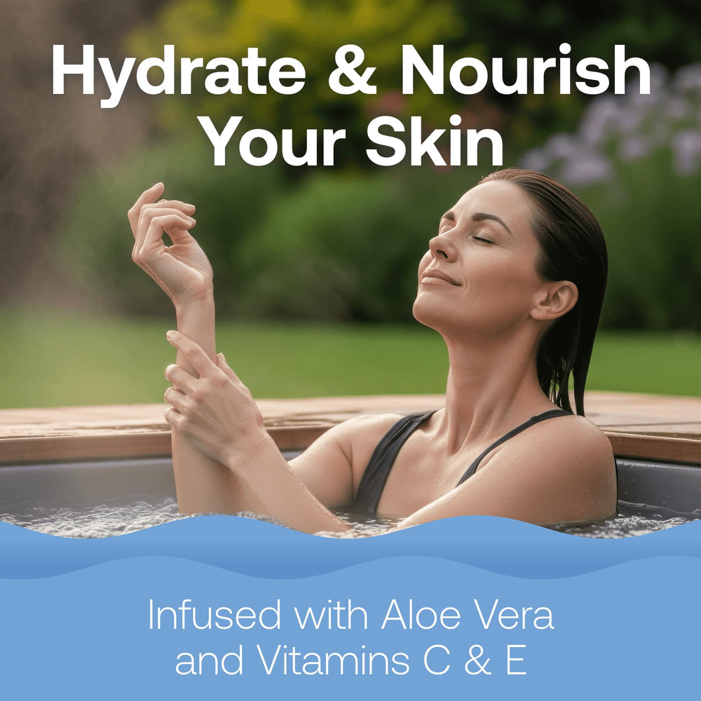 HTH Spa displayed on a spa shelf suggesting professional use