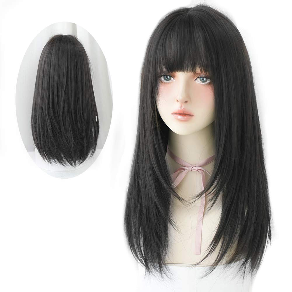 HUAISU front view showing natural-looking bangs and full length benefit