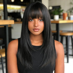 HUAISU side profile highlighting layered bangs that flatter the face