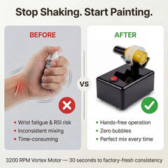 HUBEST shaker with paint bottle in place mixing evenly for smooth coats