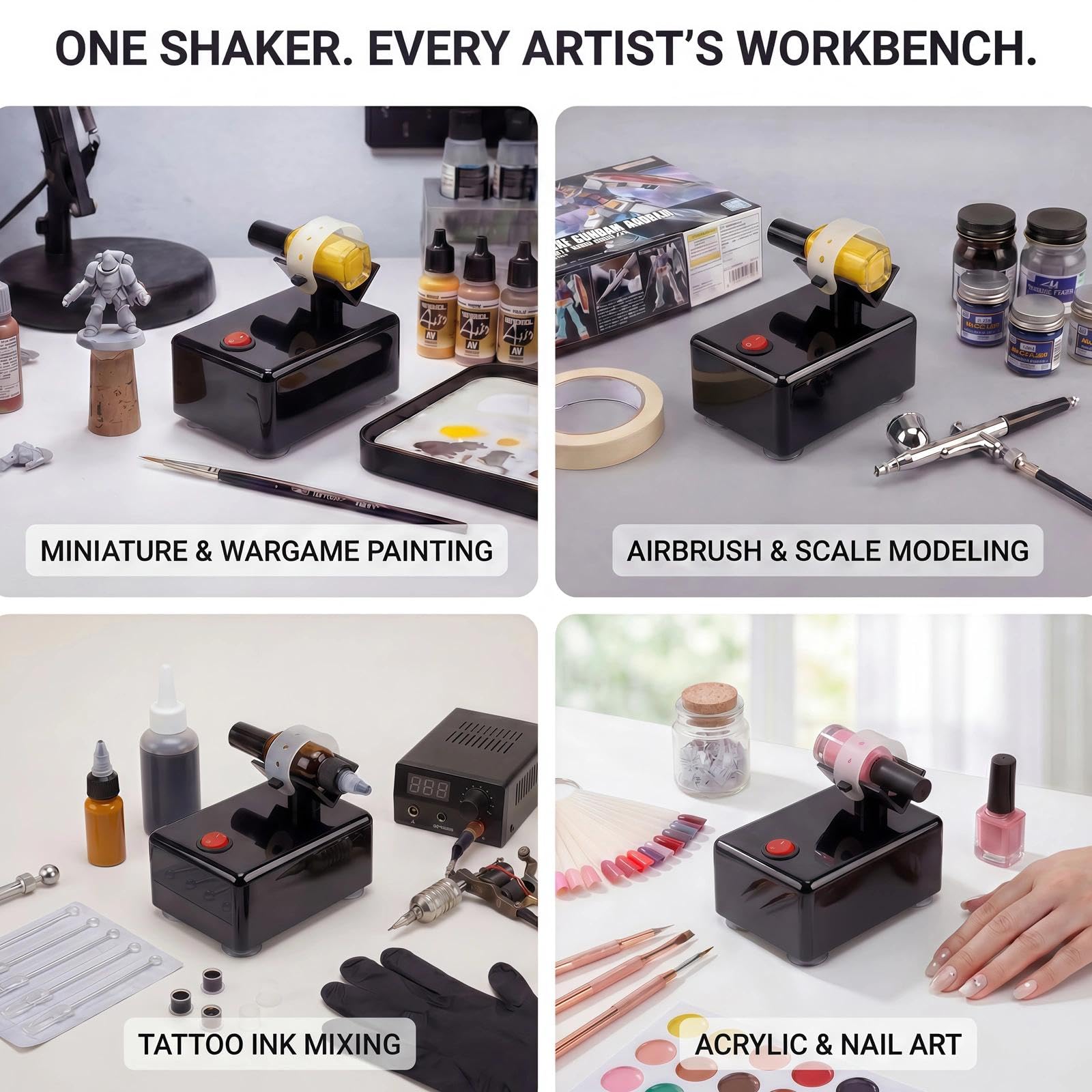 HUBEST on a salon table mixing nail polish for faster client service