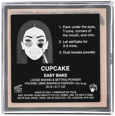 HUDA Beauty Cupcake closed pot label displayed clearly to verify shade and ingredient trust