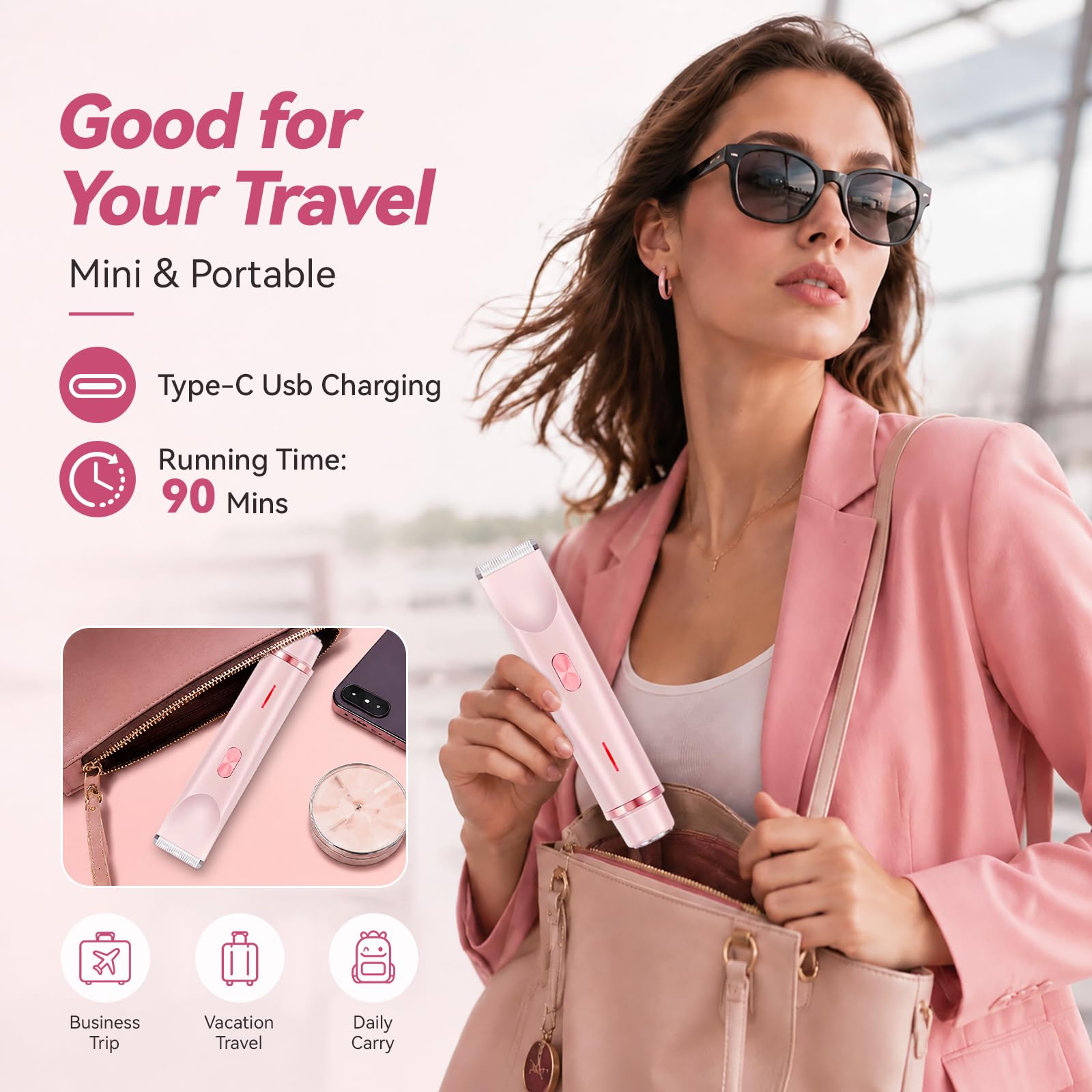 Hugdew beside passport and toothbrush showing travel-ready compact size
