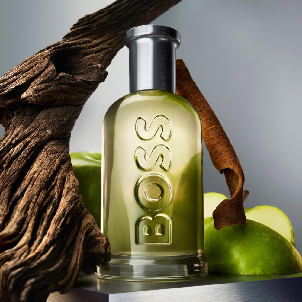 Hugo Boss Bottled box beside bottle highlighting retail packaging and gifting appeal