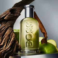 Hugo Boss Bottled box beside bottle highlighting retail packaging and gifting appeal