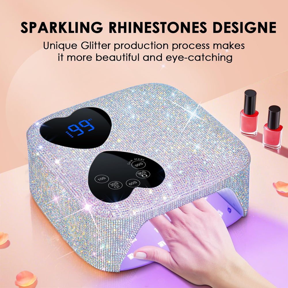 HUITINE close-up of diamond embellishments highlighting glamorous appearance benefit