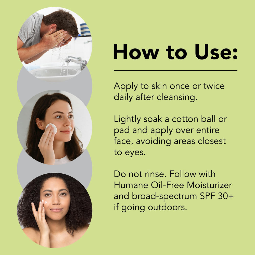 humane clarifying toner on bathroom vanity in routine setting showing daily-use convenience benefit