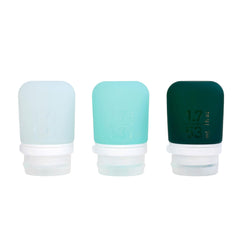humangear GoToob+ front view showing three colors and compact size benefit ease of packing